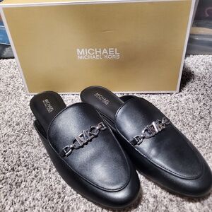 Michael Kors Black Leather Slip-On Loafers